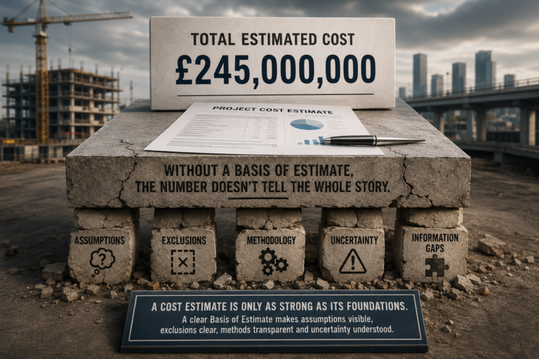 The Basis of Estimate Behind the Number | Civils Bites A cost estimate presented as a solid figure while resting on hidden assumptions, exclusions and uncertainty.